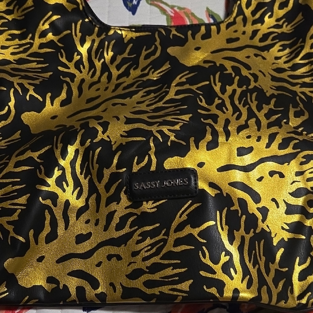 Sassy Jones Elegant Black and Gold Handbag